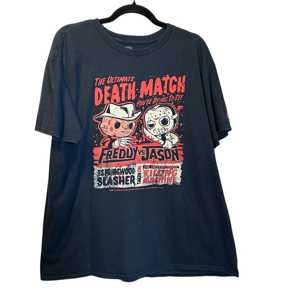 Pop Freddy versus Jason Tee shirt black short sleeve cotton